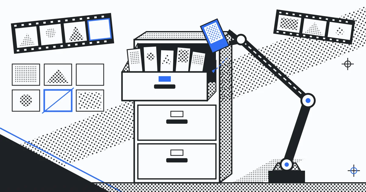 photo management software - a robot filing photo frames into a cabinet
