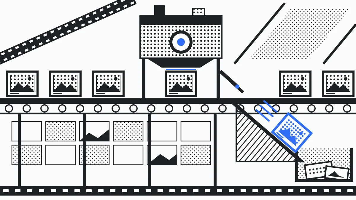 photo sorting line with one keeper frame diverted